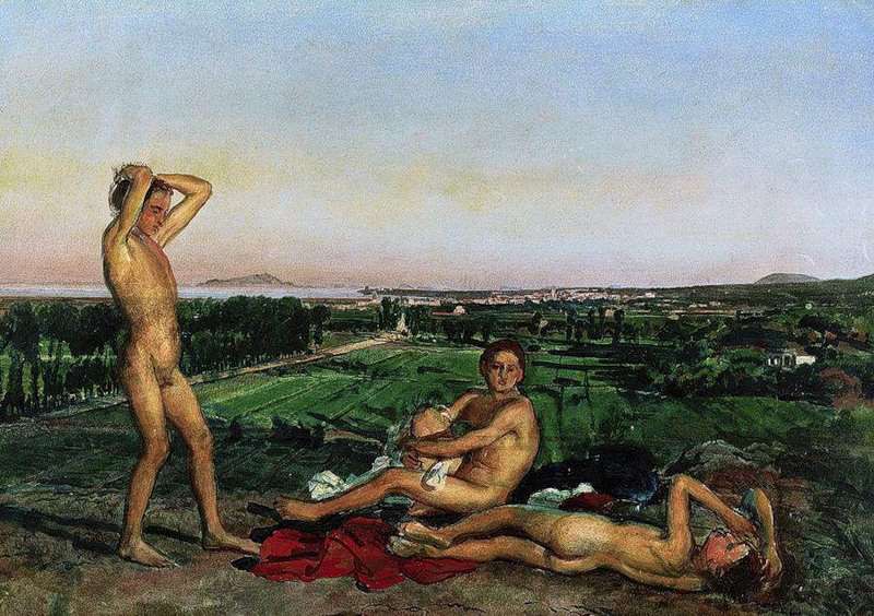 Мальчики на берегу Неаполитанского залива.