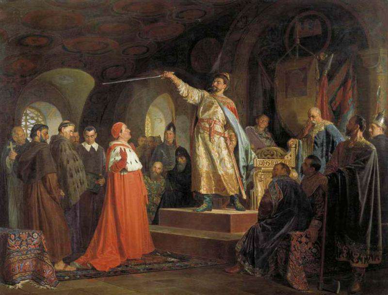 Роман Галицкий принимает послов папы Иннокентия III (1875)