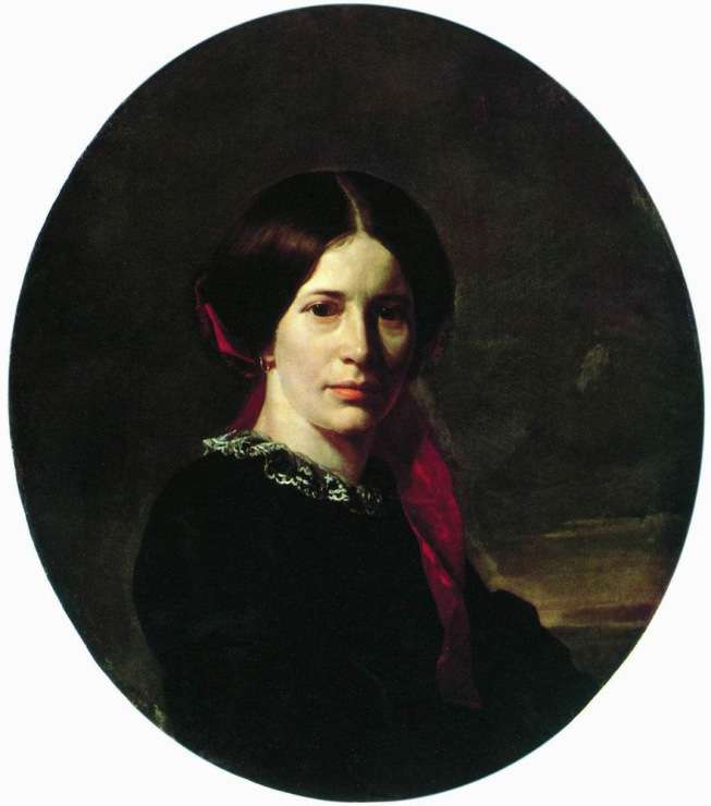 Портрет молодой женщины в черном бархатном платье (1857)