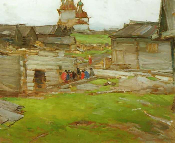 Пейзаж. Этюд со срубом