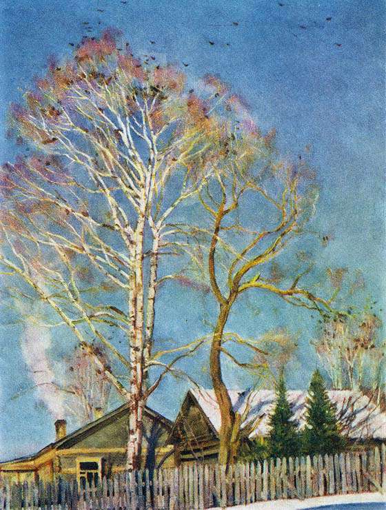Голубое утро. Грачи на березах (1930)