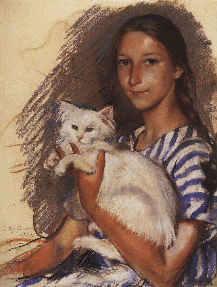 Портрет Наташи Лансере с кошкой (1924)