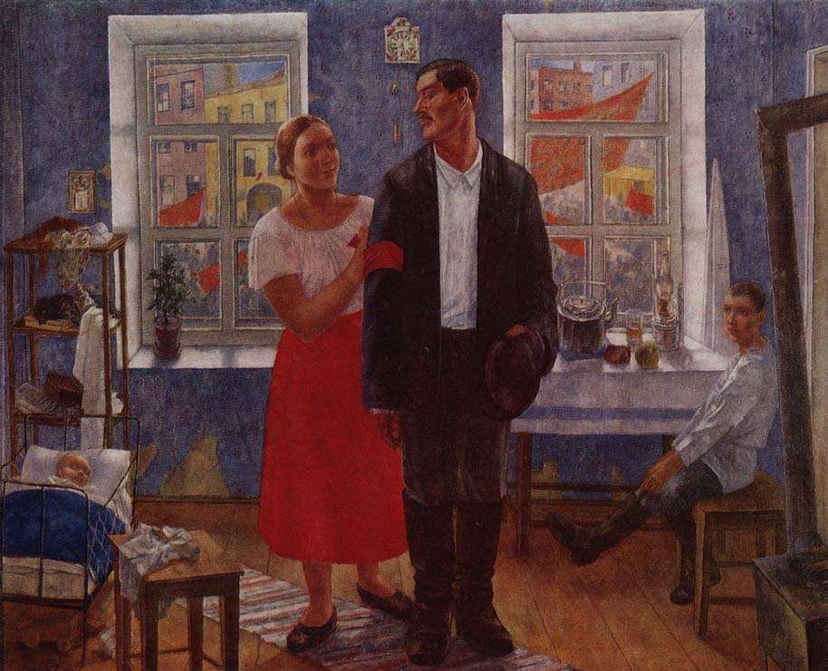 Первая демонстрация (1927) - семья рабочего в первую годовщину Октября.