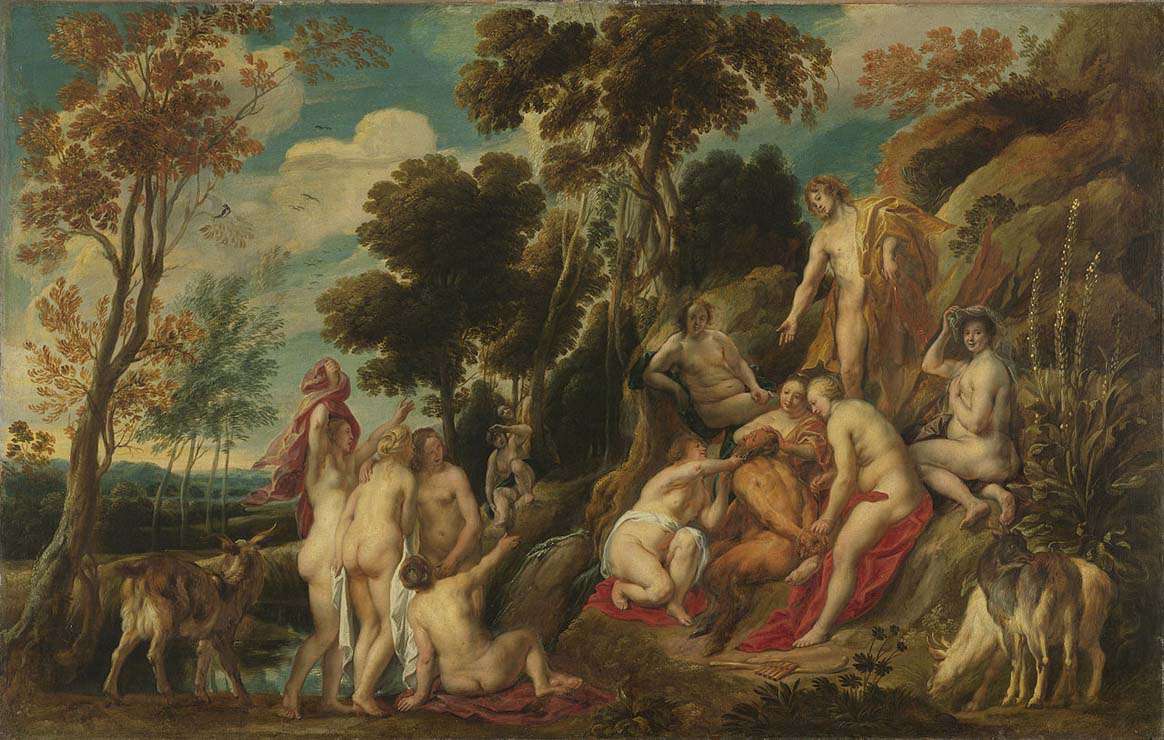 Марсий, истязаемый музами (1640)