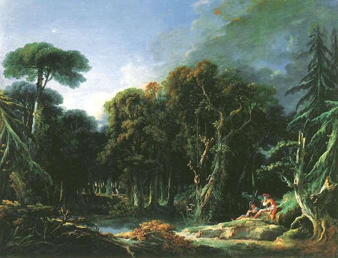 Лесной пейзаж с солдатами (1740)