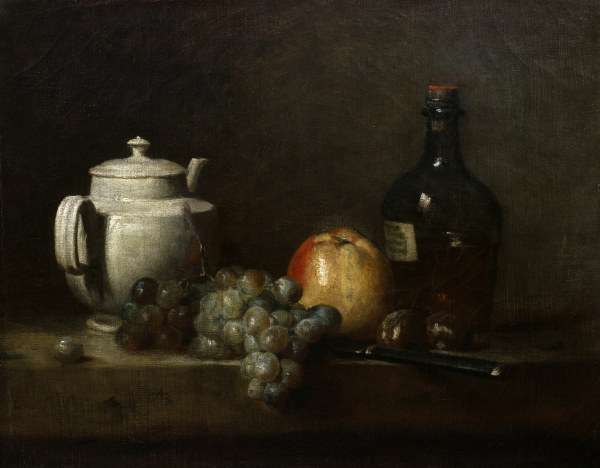 Натюрморт с чайником, виноградом и вином (1779)