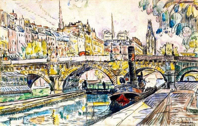 Буксир у Нового моста.Париж (1923), акварель