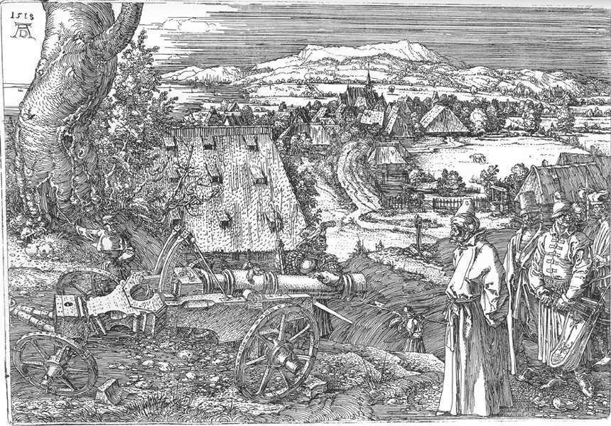 Пейзаж с пушкой, гравюра (1515)