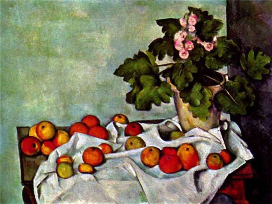 Натюрморт с яблоками и первоцветами (1890)